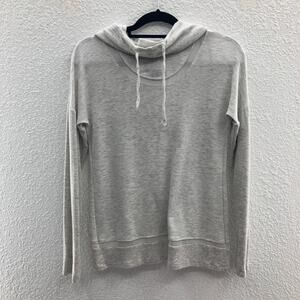 Yogalicious Gray Lightweight Mesh Trim Crossover Back Long Sleeve Hoodie Shirt